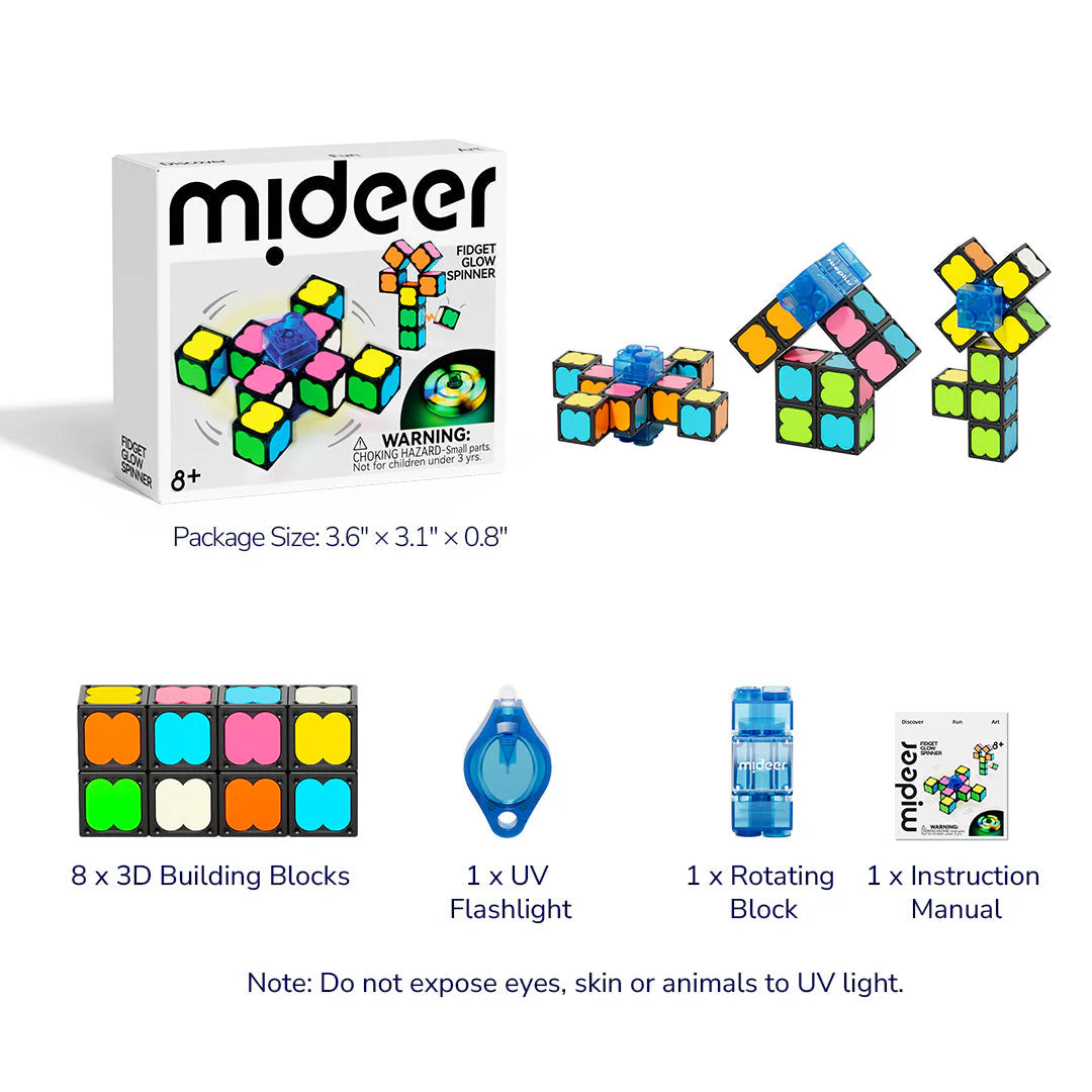 Fidget Glow Spinner – Light Up Puzzle Spinner for Kids