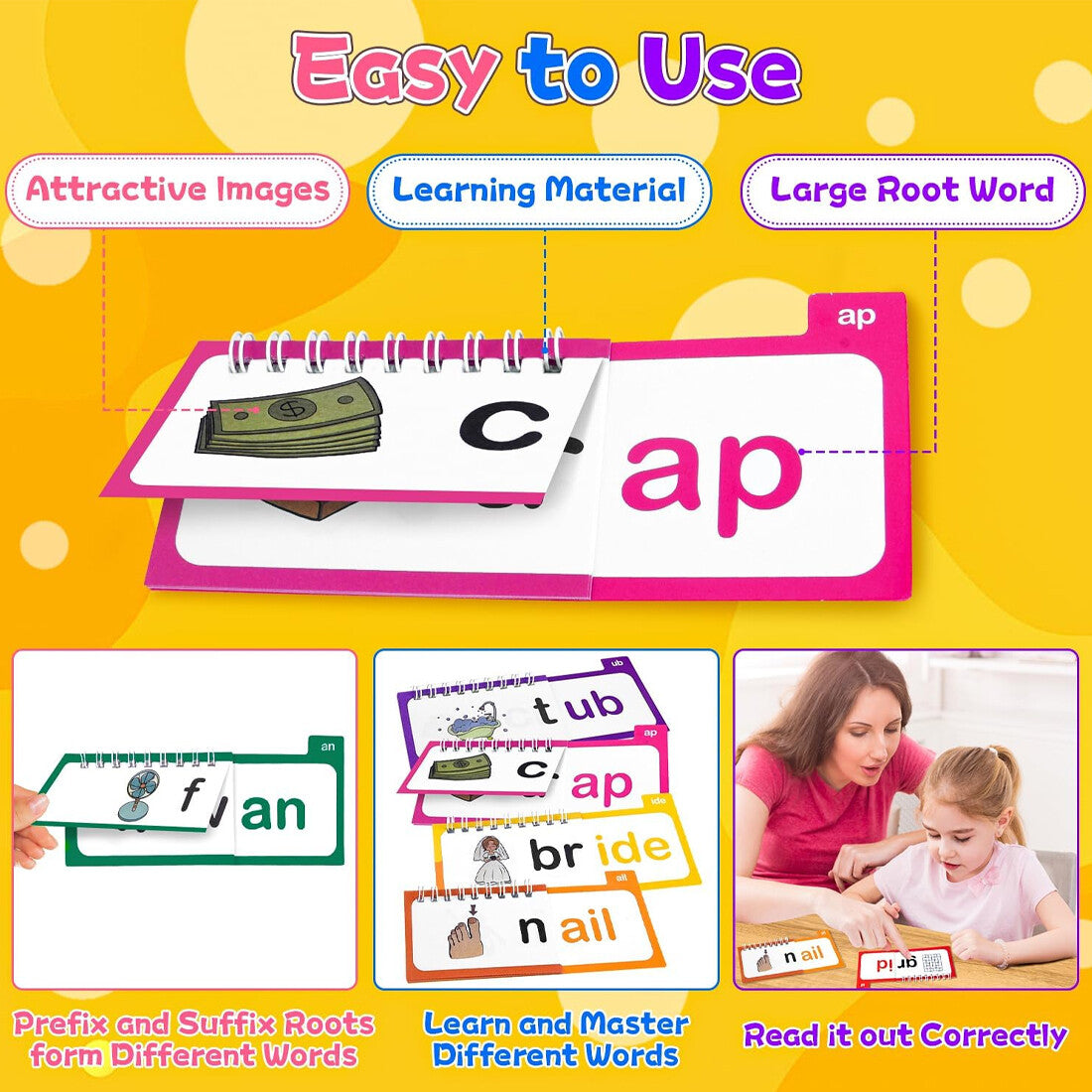 NEW 30 Read And Rhyme Flip Books,Word Families Flash Cards, Sight Word Flash Cards UK