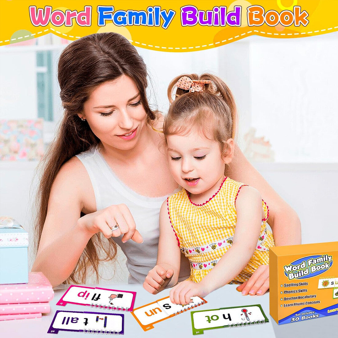 NEW 30 Read And Rhyme Flip Books,Word Families Flash Cards, Sight Word Flash Cards UK