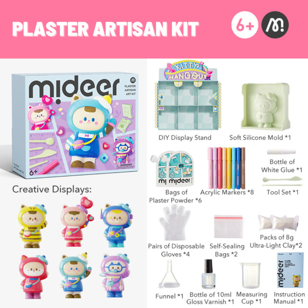 Mideer Plaster Artisan Art Kit – Paint Your Own Creative Craft Set