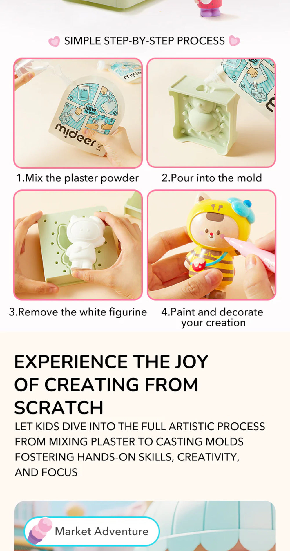 Mideer Plaster Artisan Art Kit – Paint Your Own Creative Craft Set