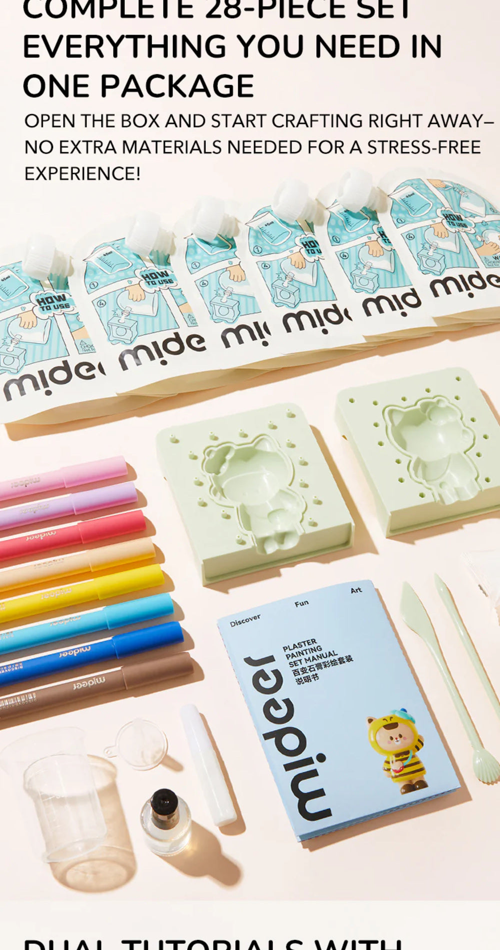Mideer Plaster Artisan Art Kit – Paint Your Own Creative Craft Set