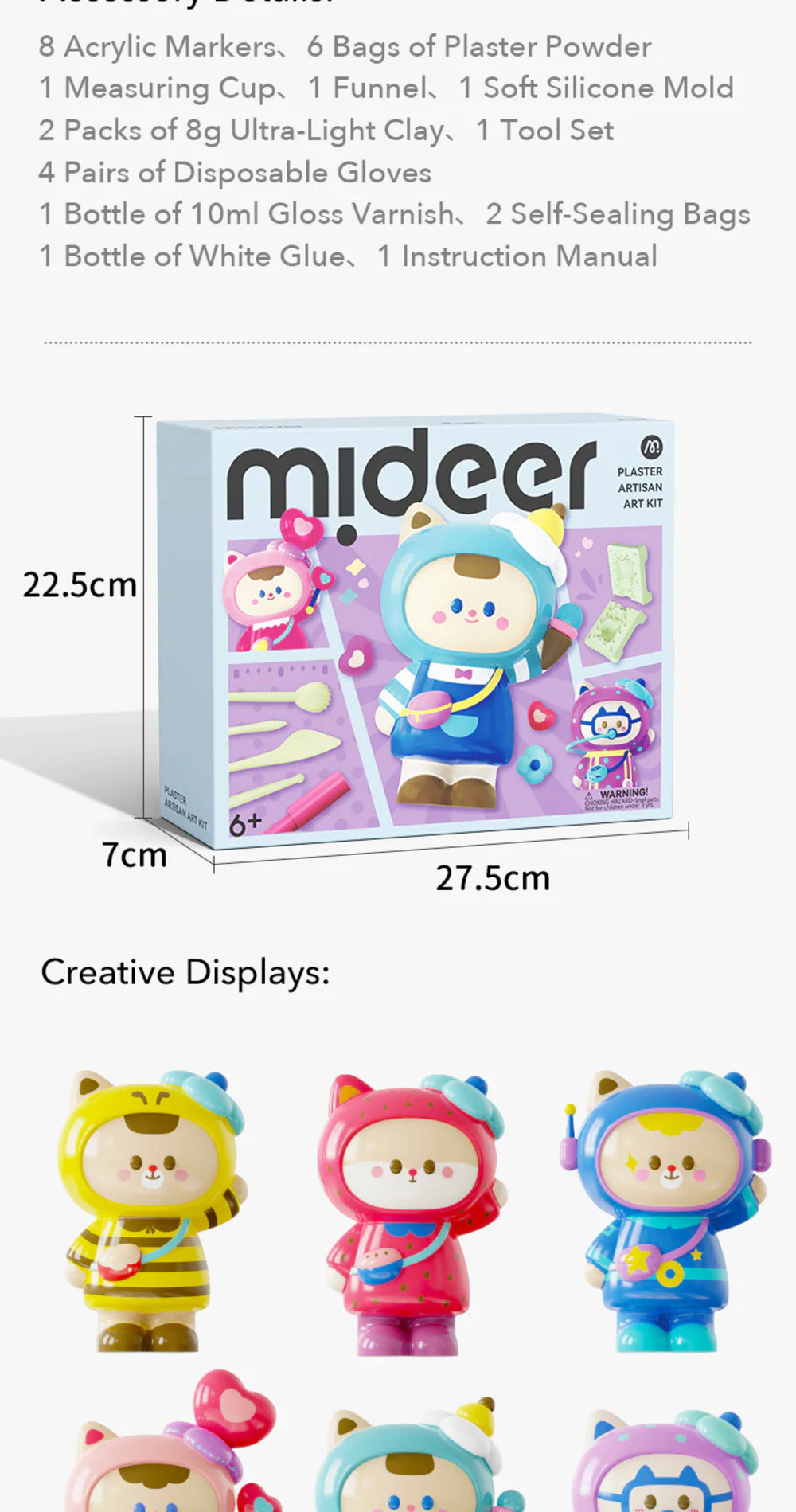 Mideer Plaster Artisan Art Kit – Paint Your Own Creative Craft Set